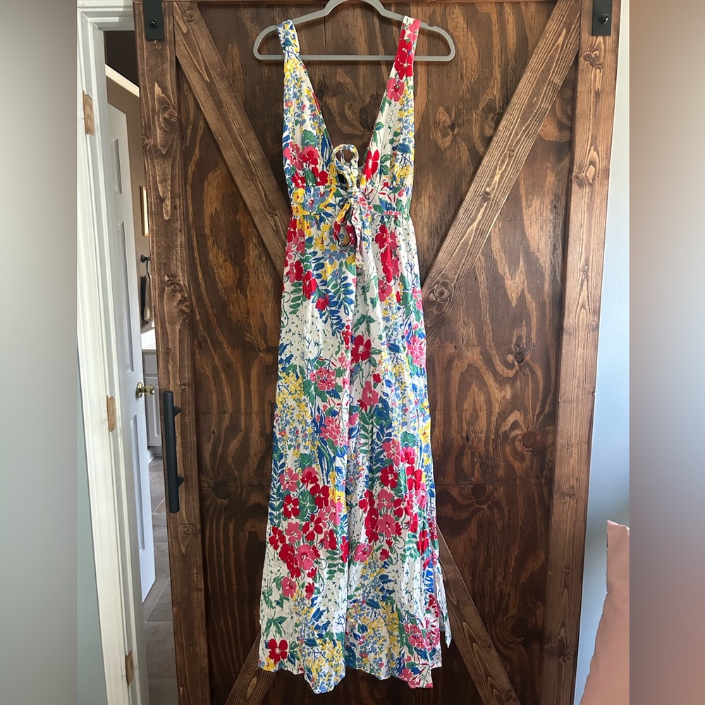 Aakaa Floral Maxi Plunge Dress